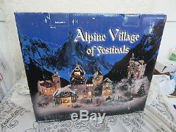 Alpine Village of Festivals Complete Set Mountain Castle Reindeer Lodge Chapel