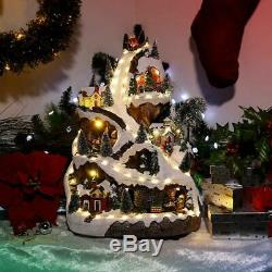 Animated Christmas House Village Led Lighted Musical Ski Resort Moving Train 18