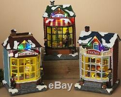 Animated Christmas Musical Snow Village Town Moving Scene Light Up Shops Set
