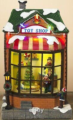 Animated Christmas Musical Snow Village Town Moving Scene Light Up Shops Set