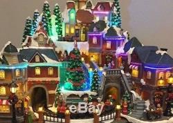 Animated Christmas Village with Lights, Music Rotating Tree Train Free  Shipping