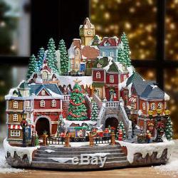 Animated LED Winter 14.5 (37 cm) Village Scene with Rotating Train and Music