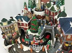 Animated Musical Box Ornate Detailed Large Christmas Village Train Scene #MAS2