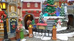 Animated Musical Music Box Ornate Detailed Large Christmas Village Train Scene