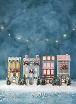 Anthropologie George & Viv Light-Up Holiday Village Townhouse Row House Glitter