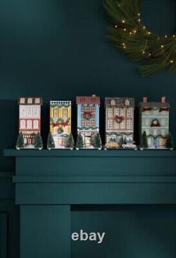 Anthropologie George & Viv Light-Up Village House Store Tea Sugar Plum Set of 4