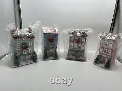 Anthropologie George & Viv Light-Up Village House Store Tea Sugar Plum Set of 4