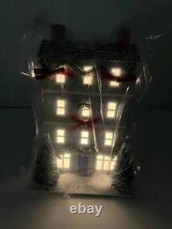 Anthropologie George & Viv Light-Up Village House Store Tea Sugar Plum Set of 4