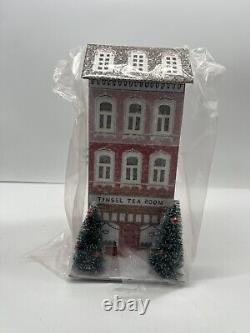 Anthropologie George & Viv Light-Up Village House Store Tea Sugar Plum Set of 4
