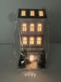 Anthropologie George & Viv Light-Up Village House Store Tea Sugar Plum Set of 4