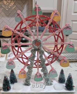 Anthropologie Lighted Christmas Village Set 7pc Buildings Ferris Wheel Car