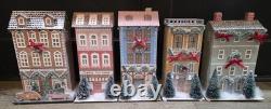 Anthropologie Lighted Christmas Village Set 7pc Buildings Ferris Wheel Car