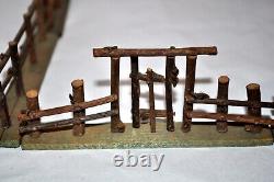 Antique 1920's German Putz Village Twig Fence, Erzgebirge Primitive Miniature