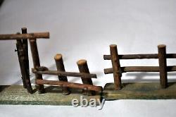 Antique 1920's German Putz Village Twig Fence, Erzgebirge Primitive Miniature