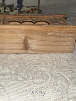 Antique Rare German Putz Erzgebirge Wooden Stable And Miniatures