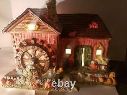 Autumn Harvest Village Porcelain House Barn Water Wheel Fall Town 10 Piece Set
