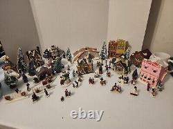 Big Lot Of Christmas Village Ceramic Pieces and Tiny Ceramic Figurines