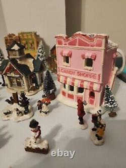 Big Lot Of Christmas Village Ceramic Pieces and Tiny Ceramic Figurines