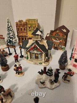 Big Lot Of Christmas Village Ceramic Pieces and Tiny Ceramic Figurines