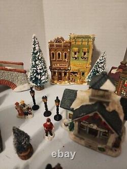 Big Lot Of Christmas Village Ceramic Pieces and Tiny Ceramic Figurines