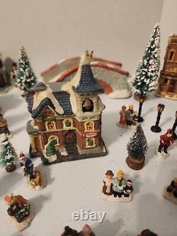 Big Lot Of Christmas Village Ceramic Pieces and Tiny Ceramic Figurines