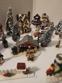 Big Lot Of Christmas Village Ceramic Pieces and Tiny Ceramic Figurines