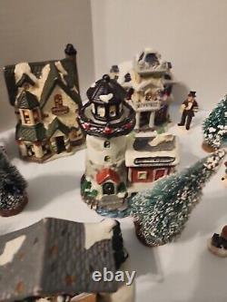 Big Lot Of Christmas Village Ceramic Pieces and Tiny Ceramic Figurines