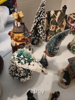 Big Lot Of Christmas Village Ceramic Pieces and Tiny Ceramic Figurines