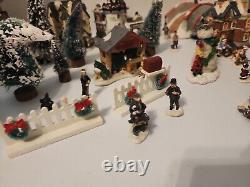 Big Lot Of Christmas Village Ceramic Pieces and Tiny Ceramic Figurines