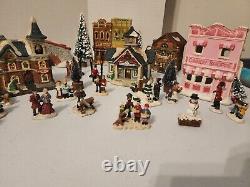 Big Lot Of Christmas Village Ceramic Pieces and Tiny Ceramic Figurines