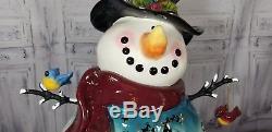Blue Sky Night Xmas Holiday Snowman clayworks 18 candle Centerpiece Goldminc