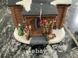 Boy Scouts of America Christmas Village Log Cabin Set Lights Up Complete RARE