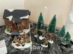 Boy Scouts of America Christmas Village Log Cabin Set Lights Up Complete RARE