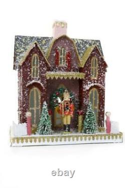 Burgundy Royal Nutcracker Soldier Christmas Village Cottage House