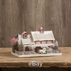 CHRISTMAS CARDBOARD AMERICAN RED FARM HOUSE LIGHTED Ragon House SW162919