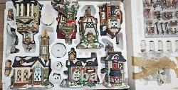 COMPLETE Vintage Grandeur Noel Collectible 41-pc Victorian Village Lighted Set