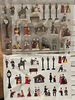 COMPLETE Vintage Grandeur Noel Collectible 41-pc Victorian Village Lighted Set