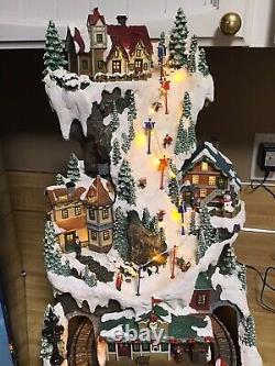 COSTCO 20 LED SKI VILLAGE? Christmas Music & Lights+ MOVING TRAIN Holiday Decor