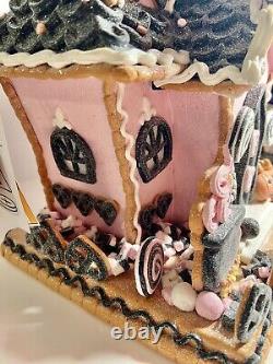 Candy Corn Lane Pastel Pink HALLOWEEN LED Gingerbread LARGE House New 15