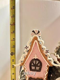 Candy Corn Lane Pastel Pink HALLOWEEN LED Gingerbread LARGE House New 15