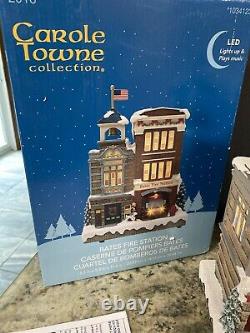 Carole Towne Bates Fire Station Animated Truck Lighted Musical Christmas Village