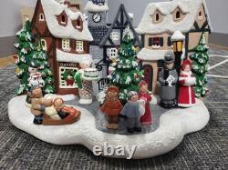 Ceramic Christmas Village, Light Up Village Scene with Ceramic People Tree 10 Pc