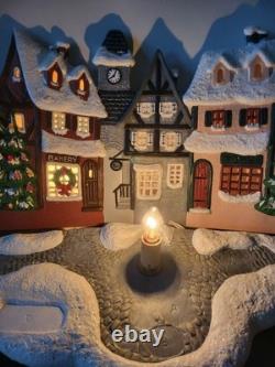 Ceramic Christmas Village, Light Up Village Scene with Ceramic People Tree 10 Pc