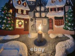 Ceramic Christmas Village, Light Up Village Scene with Ceramic People Tree 10 Pc
