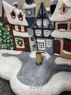 Ceramic Christmas Village, Light Up Village Scene with Ceramic People Tree 10 Pc