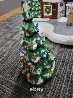 Ceramic Christmas Village, Light Up Village Scene with Ceramic People Tree 10 Pc