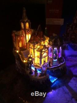 Christmas Animated Church Lighted Village Fiber Optic Musical Tree 15.6 See