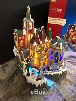 Christmas Animated Church Lighted Village Sound Fiber Optic Musical Tree 15.6