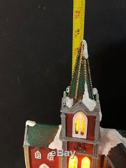 Christmas Animated Church Lighted Village Sound Fiber Optic Musical Tree 15.6
