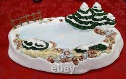 Christmas Colonial Village Skating Pond By Lefton, Vintage 1989 Ceramic Rare